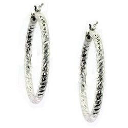 Laser Cut Sterling Silver Hoop Earrings