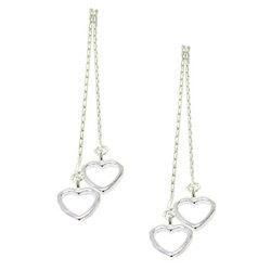 Sterling Silver Dangle Heart Earrings