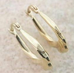 14KT Gold Dangle Hoop Earrings Big Largegold 