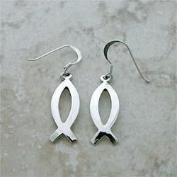 Silver Christian Fish Dangle Earringssilver 