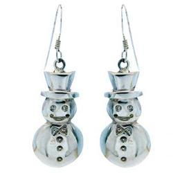 Sterling Silver Snowman Christmas Dangle Earringssterling 