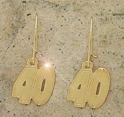 Number 40 Genuine Gold Racing Dangle Earringsnumber 