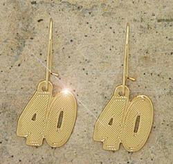 Number 40 Genuine Gold Racing Dangle Earrings