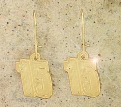 Number 15 Genuine Gold Racing Dangle Earrings