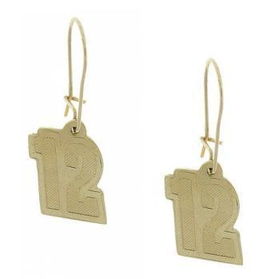 New Solid Yellow Gold Number 12 Dangle Racing Earringssolid 