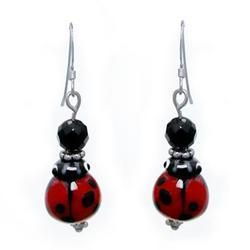 Sterling Silver Ladybug Dangle Earrings