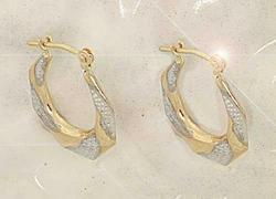 Two-tone Genuine Gold Hoop Earrings