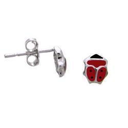 Sterling Silver Ladybug Stud Earrings