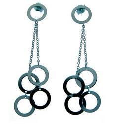 Sterling Silver Dangle Hoop Circle Earrings