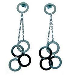 Sterling Silver Dangle Hoop Circle Earringssterling 