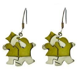 Sterling Silver and Brass Playing Kids French Dangle Earringssterling 