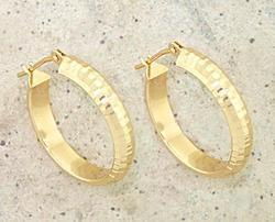 14KT Diamond Cut Gold Hoop Earringsdiamond 