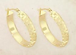 18KT Hammered Gold Hoop Earrings