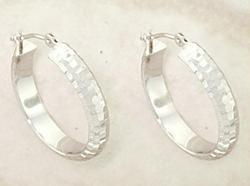 White 18KT Hammered Gold Hoop Earrings