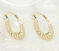 14K Gold Filigree Beaded Hoop Earrings