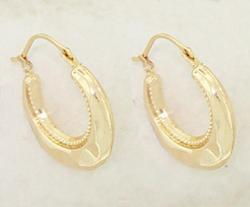 14K Gold Sculpted Hoop Earrings
