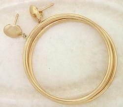 Large 14K Gold Dangle Hoop Earrings