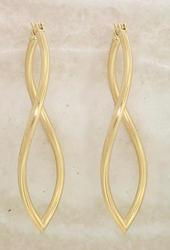 14K Gold Large Twisted Modern Hoop Earrings