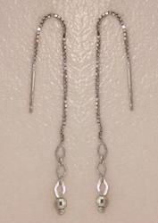 Genuine White Gold Threader Dangle Earrings