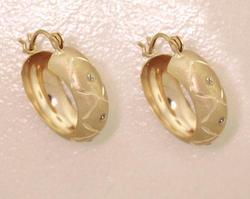 Diamond Cut 14K Two-tone Gold Diamond Cut Hoop Earrings