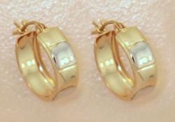 Two-tone Genuine Gold Hoop Earrings