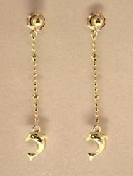 14K Gold Dangle Dolphin Earringsgold 