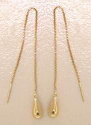 Genuine 14K Gold Tear Drop Threader Dangle Earringsgenuine 