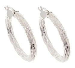 White Gold Twist Hoop Earringswhite 