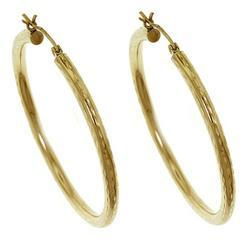 Genuine Gold Diamond Cut Hoop Earrings