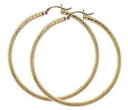 Large Diamond Cut 14K Gold Hoop Earrings