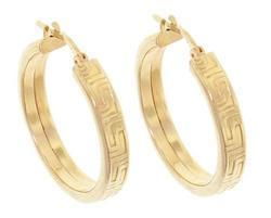 Gold Hoop Greek Key Earrings