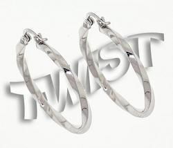 White Gold Large Twisted Hoop Earringswhite 