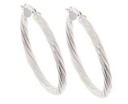 White Gold Twist Hoop Earrings