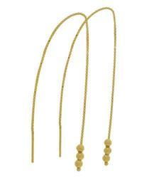 Genuine Gold Ball Threader Dangle Earringsgenuine 