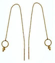 Genuine Gold Ball & Circle Threader Dangle Earringsgenuine 