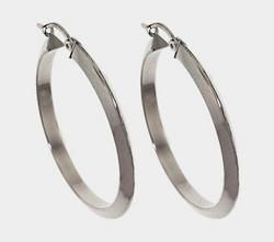 Genuine White Gold Modern Hoop Earringsgenuine 