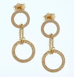 Genuine Gold Tandem Circle Dangle Earringsgenuine 