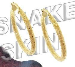 Genuine 14K Gold Snakeskin Hoop Earringsgenuine 