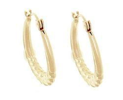 14K Gold Satin Leaf Hoop Earringsgold 