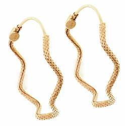 Genuine 14K Rose Gold Wave Hoop Earringsgenuine 