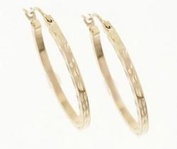 Genuine Gold Diamond Cut Hoop Earringsgenuine 