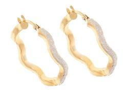 14K Two-tone Laser Gold Wave Hoop Earringstwo 