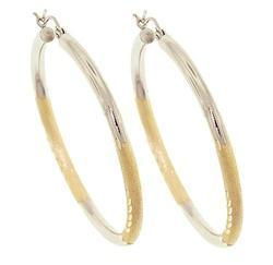 Two-tone Genuine Gold Diamond cut Hoop Earringstwo 