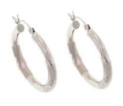 Genuine White Gold Diamond Cut Hoop Earringsgenuine 