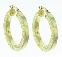 14K Gold Hoop Greek Key Earringsgold 