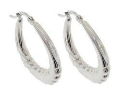 Sterling Silver Oval Leafing Hoop Earringssterling 