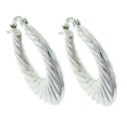 Sterling Silver Fancy Oval Hoop Earringssterling 