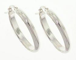 Sterling Silver Domed Oval Hoop Earringssterling 