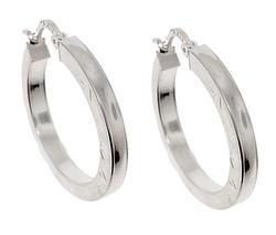 Sterling Silver Diamond Cut Flower Hoop Earringssterling 