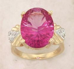 Radiant Pink Topaz and Diamond 14K Gold Ringradiant 
